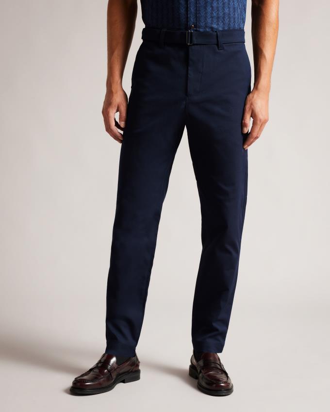 Pantalon Ted Baker Belted Straight Leg Bleu Marine Homme | MGP-53803469